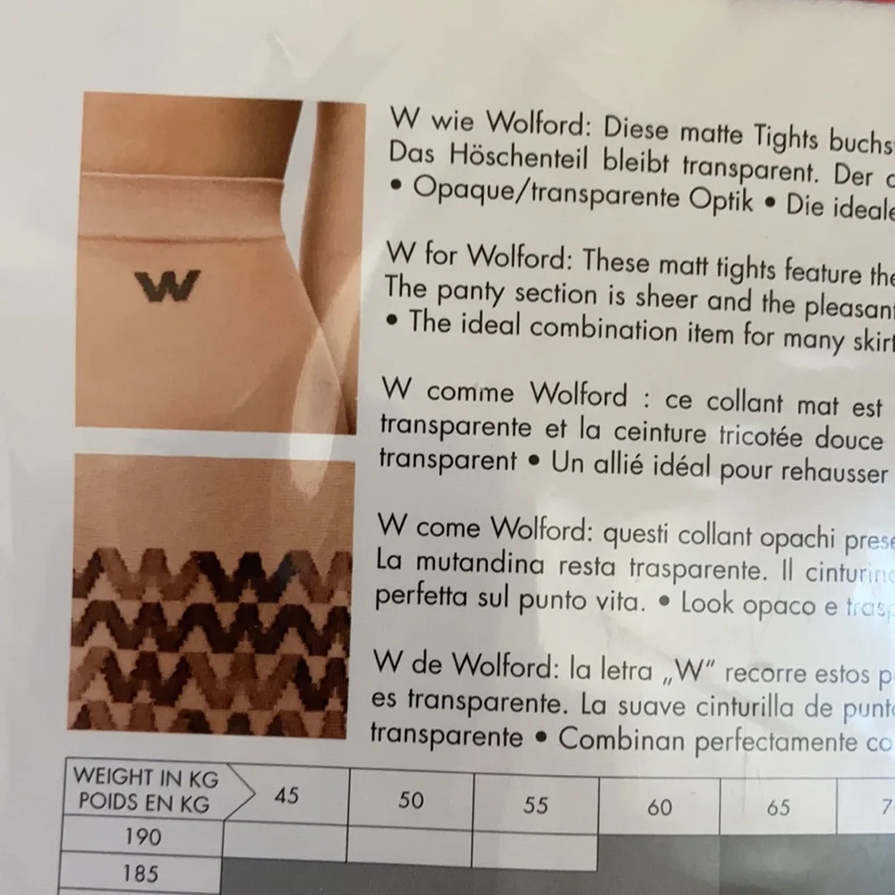 Wolford Logo Tights – Iconic “W” Print – XS NWT